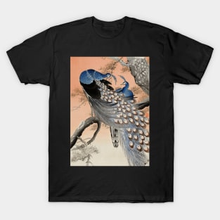 Two peacocks on tree branch by Ohara Koson Ukiyo-e Japanese art T-Shirt